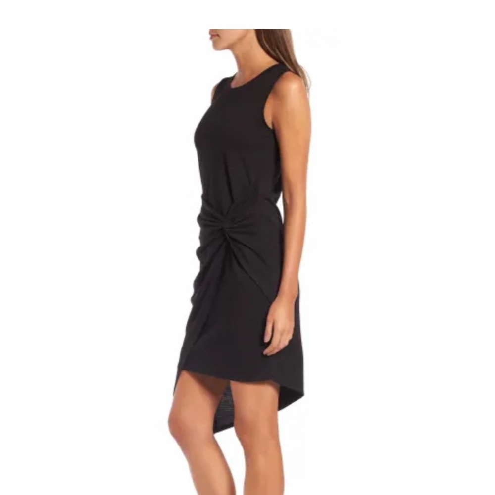 Little black dress, Twist front, asymmetrical hem